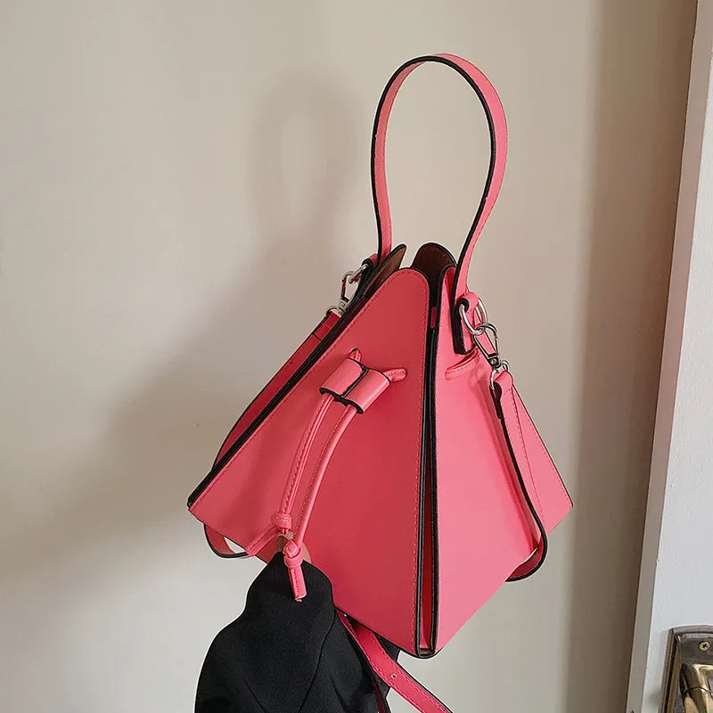 Women's Luxury PU Leather Shoulder Bag - Navy Blue
