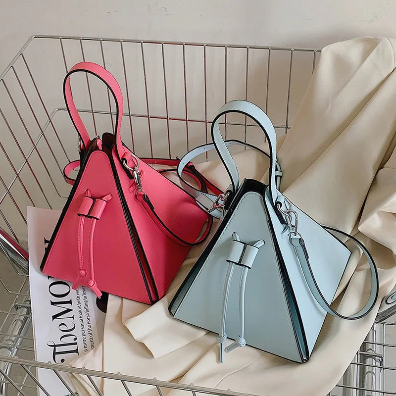 Women's Luxury PU Leather Shoulder Bag - Khaki